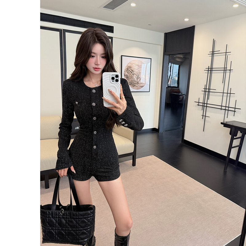 France style chanelstyle leotard integrated slim jumpsuit