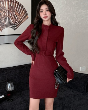 Cstand collar work clothing long sleeve dress for women