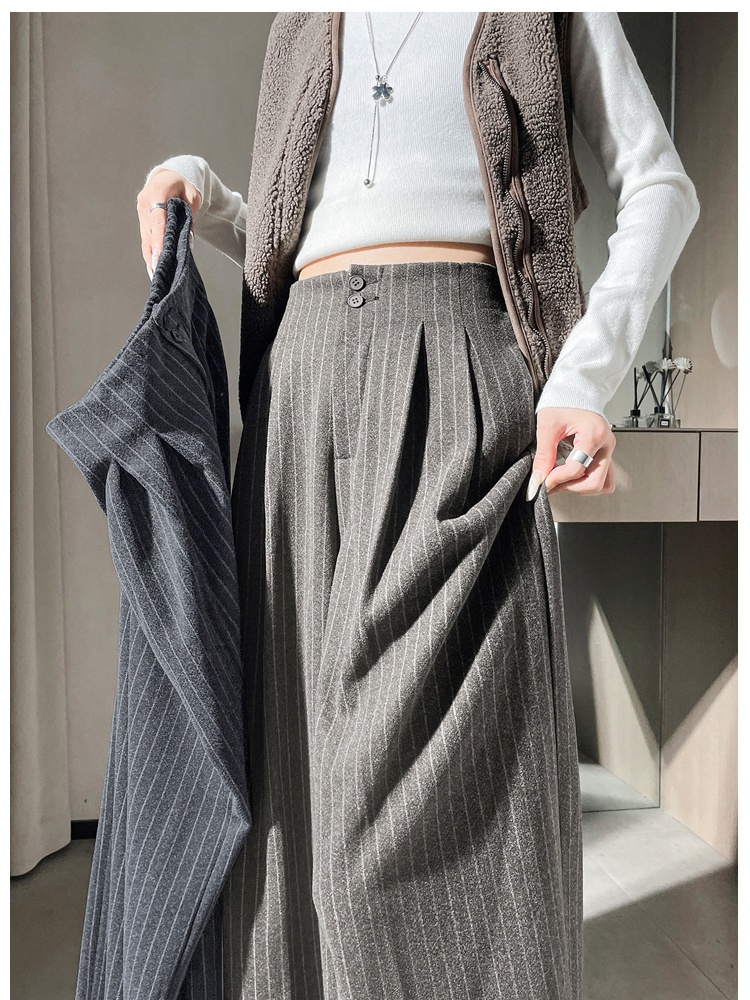 Slim wide leg pants stripe business suit for women