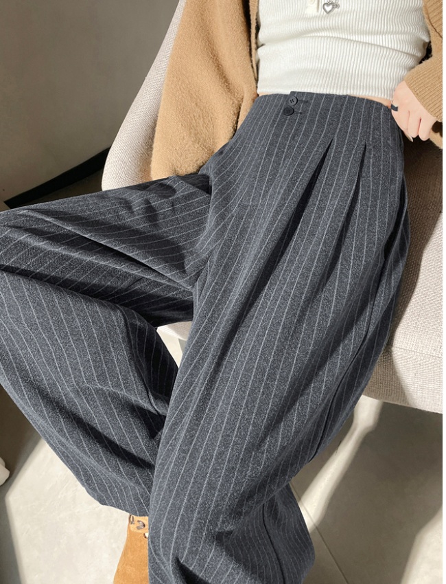 Slim wide leg pants stripe business suit for women
