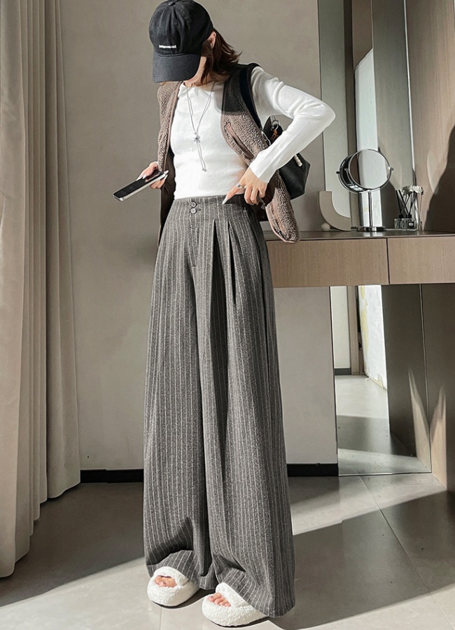 Slim wide leg pants stripe business suit for women