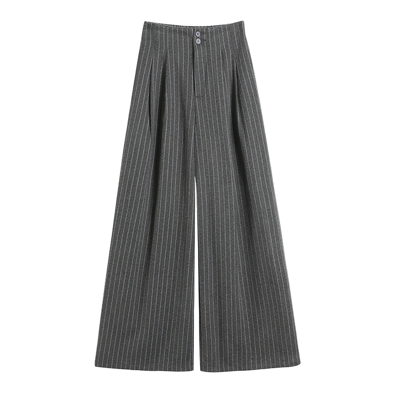 Slim wide leg pants stripe business suit for women