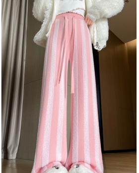 Straight wide leg pants stripe pants for women
