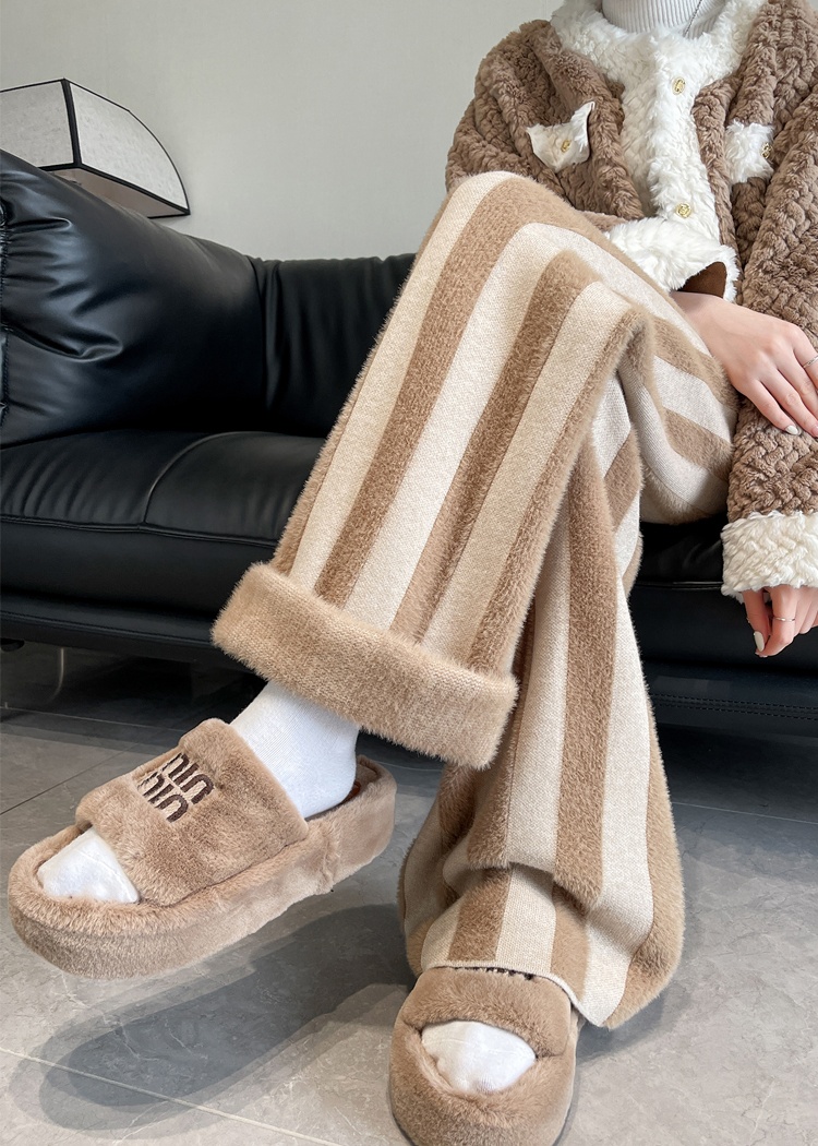 Straight wide leg pants stripe pants for women