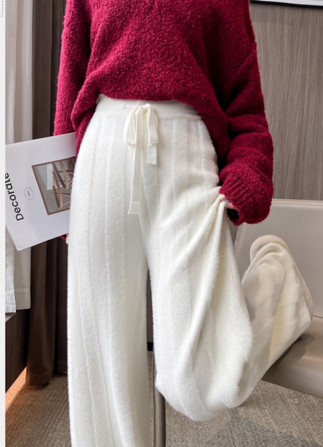 Straight wide leg pants stripe pants for women