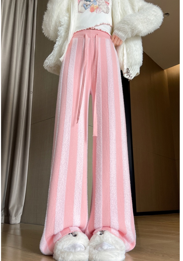 Straight wide leg pants stripe pants for women