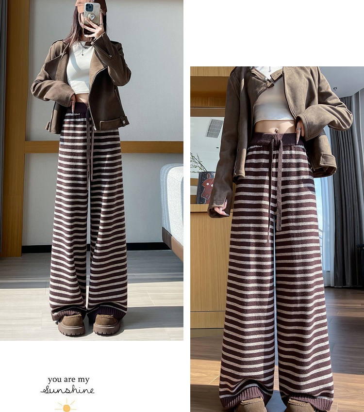 Thick plus velvet pants Casual wide leg pants for women