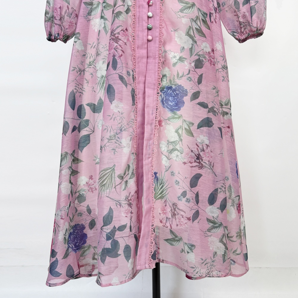 Splice lotus leaf edges belt lace light luxury dress