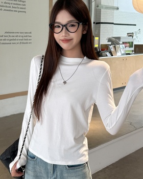 Long sleeve pure bottoming shirt high collar T-shirt