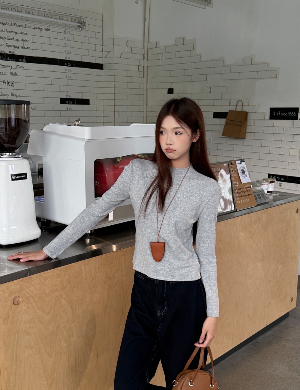 Long sleeve pure bottoming shirt high collar T-shirt