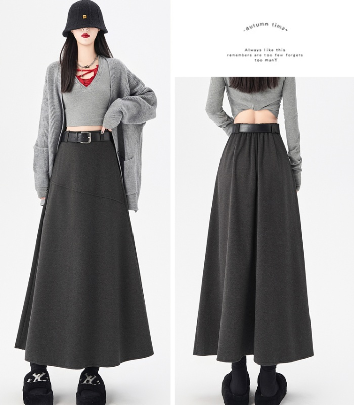 Autumn and winter splice drape big skirt skirt