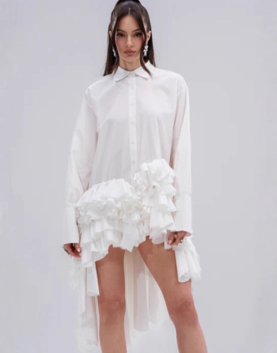 Asymmetry long autumn niche temperament shirt