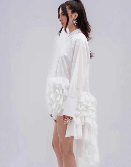 Asymmetry long autumn niche temperament shirt