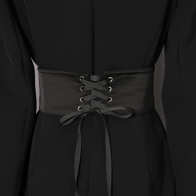 Rhinestone elegant long dress black autumn dress for women