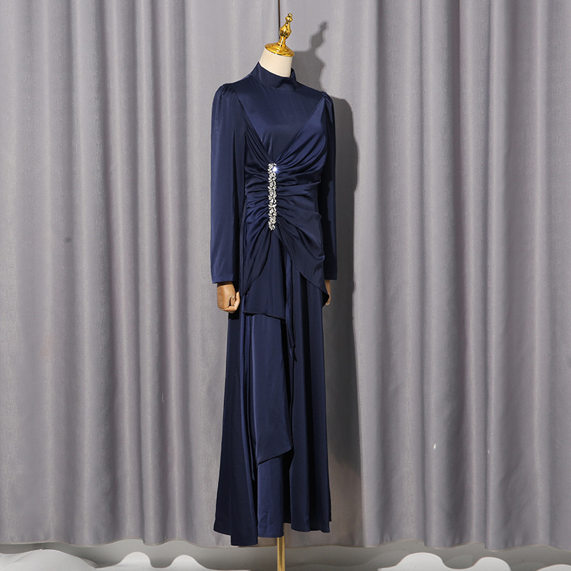 Court style long dress rhinestone dress for women