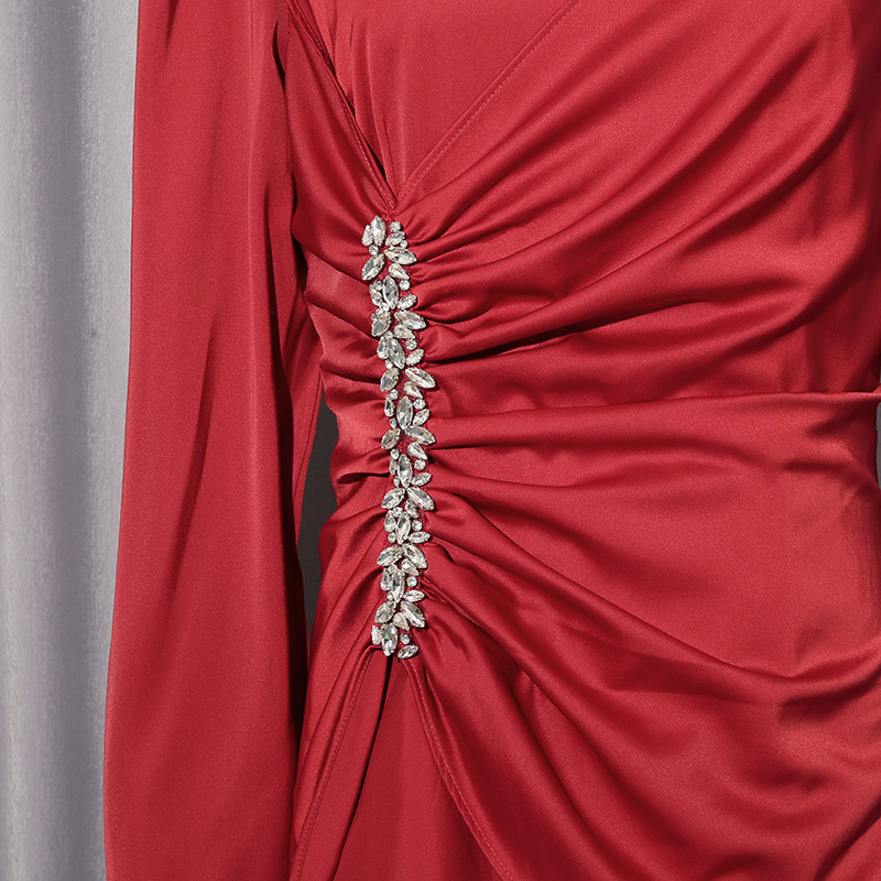 Court style long dress rhinestone dress for women