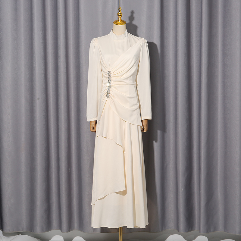 Court style long dress rhinestone dress for women