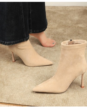 High-heeled temperament Korean style boots for women