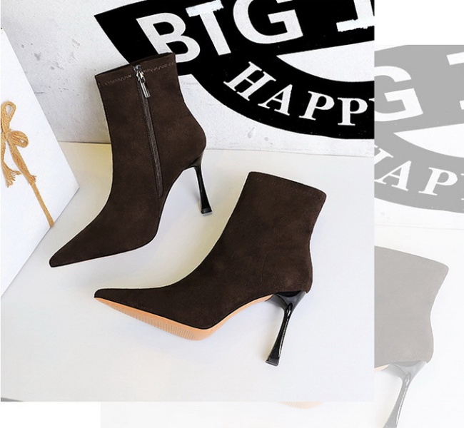 High-heeled temperament Korean style boots for women