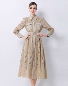 France style embroidery dress slim long dress for women