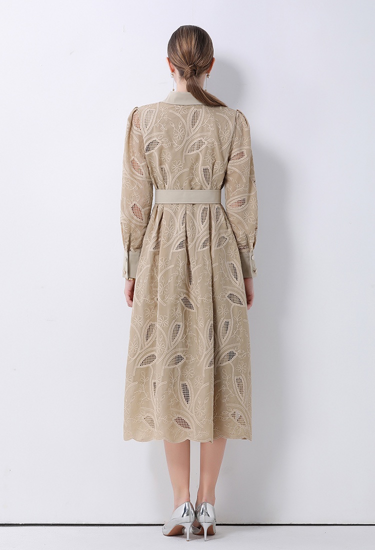 France style embroidery dress slim long dress for women
