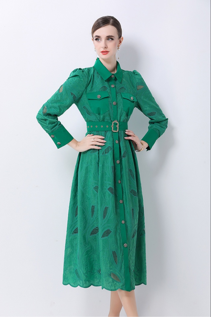 France style embroidery dress slim long dress for women
