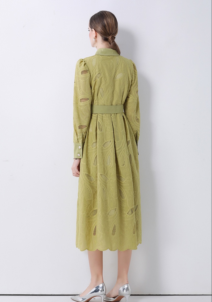 France style embroidery dress slim long dress for women