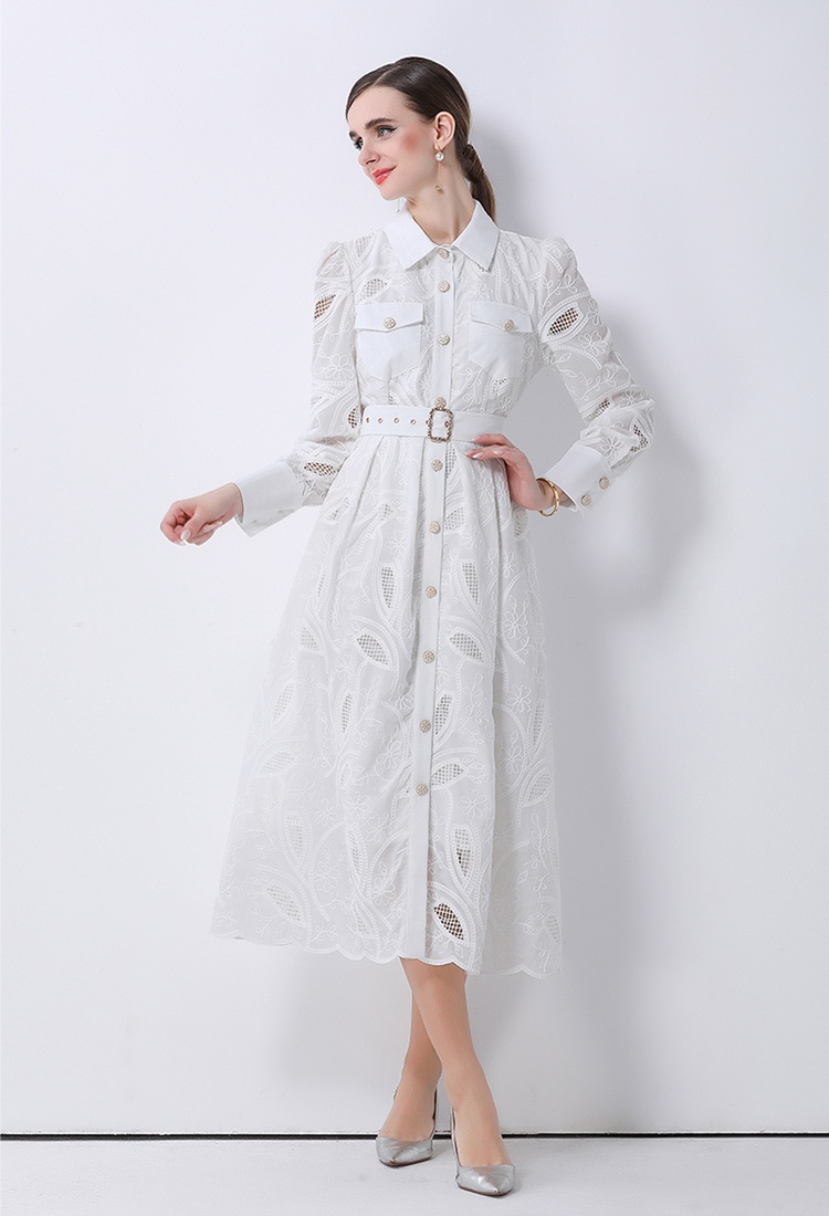France style embroidery dress slim long dress for women
