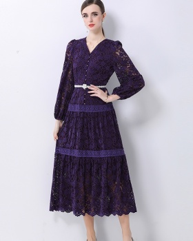 France style big skirt long dress retro dress for women