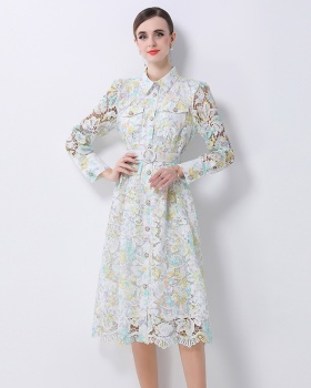 Spring and autumn long dress hollow dress for women