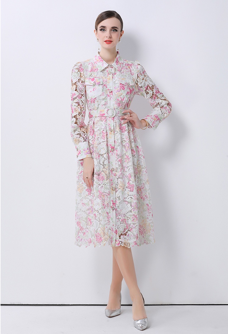 Spring and autumn long dress hollow dress for women