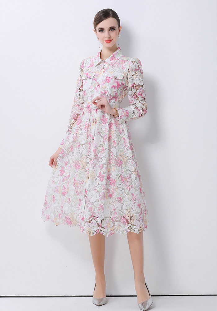 Spring and autumn long dress hollow dress for women