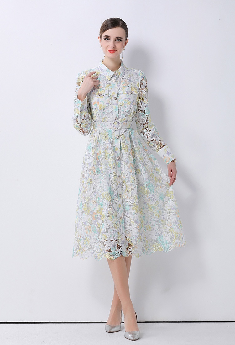 Spring and autumn long dress hollow dress for women