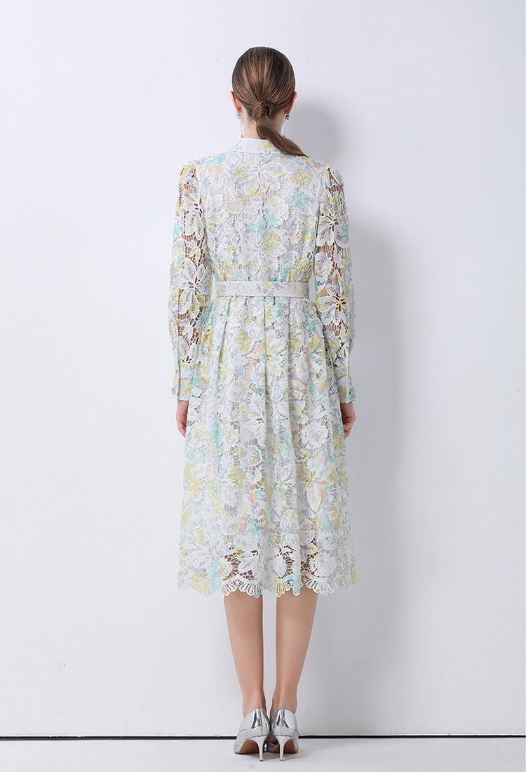 Spring and autumn long dress hollow dress for women