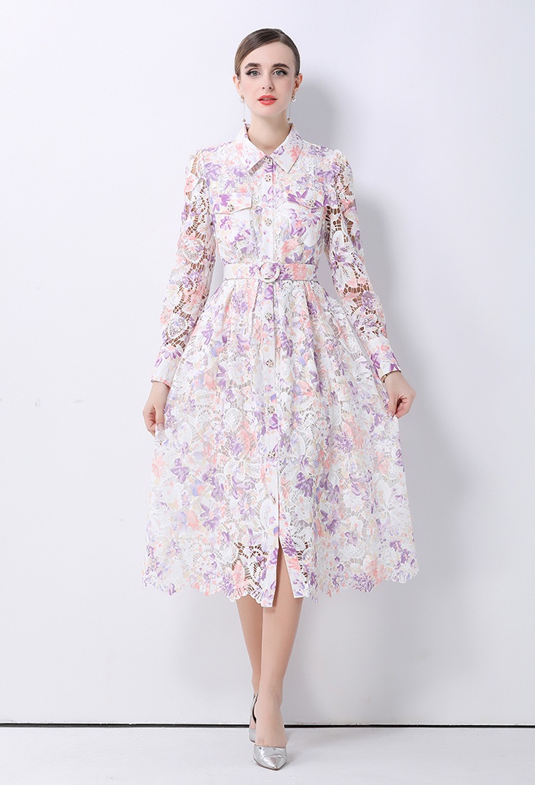 Spring and autumn long dress hollow dress for women