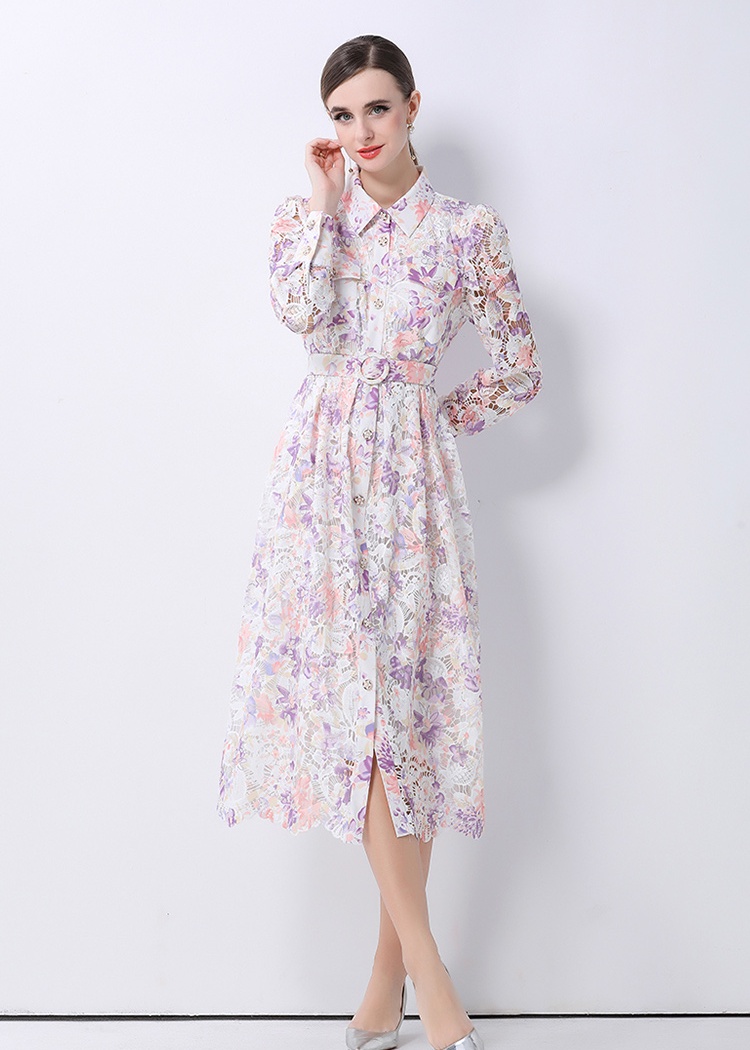 Spring and autumn long dress hollow dress for women