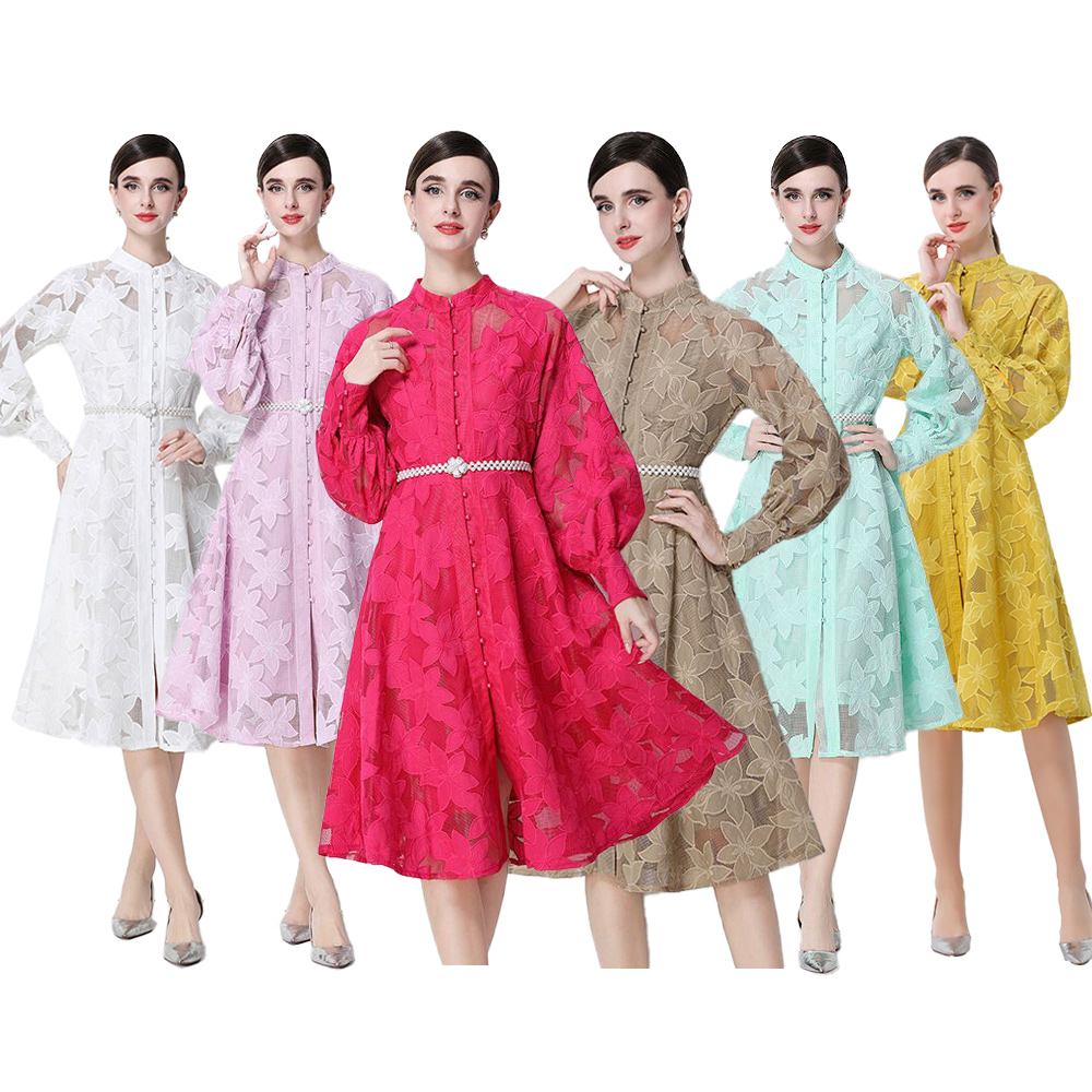 Temperament court style embroidery dress