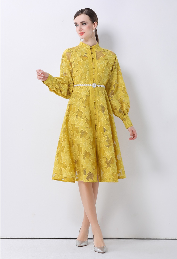 Temperament court style embroidery dress