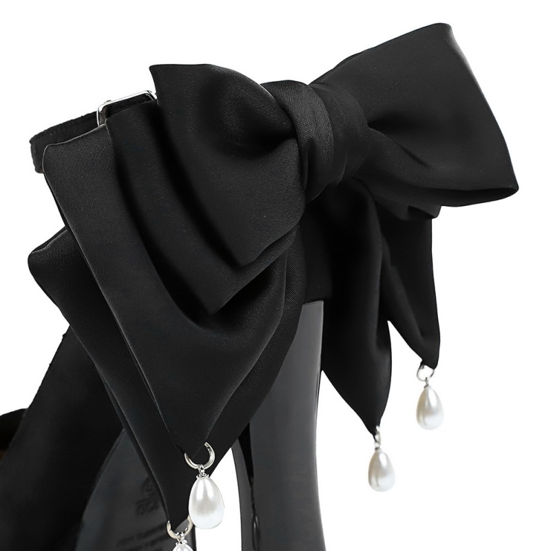 Pearl low platform broadcloth bow shoes for women