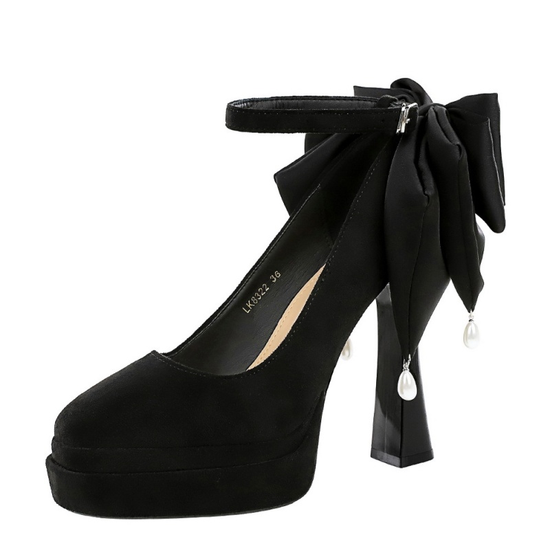 Pearl low platform broadcloth bow shoes for women