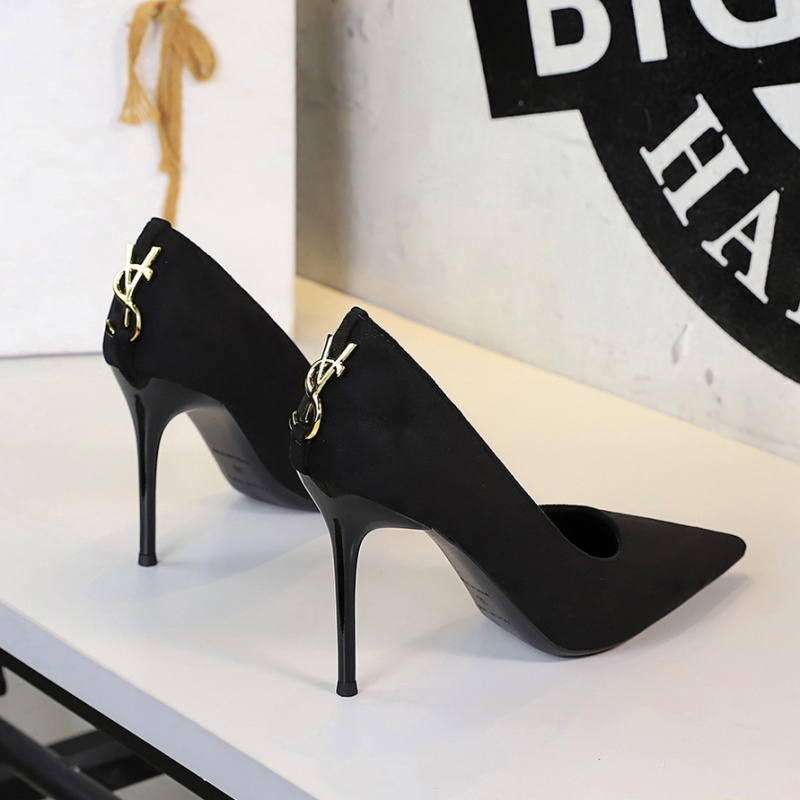 Metal decoration lazy shoes high-heeled shoes for women