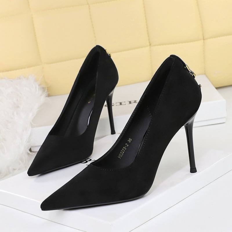 Metal decoration lazy shoes high-heeled shoes for women