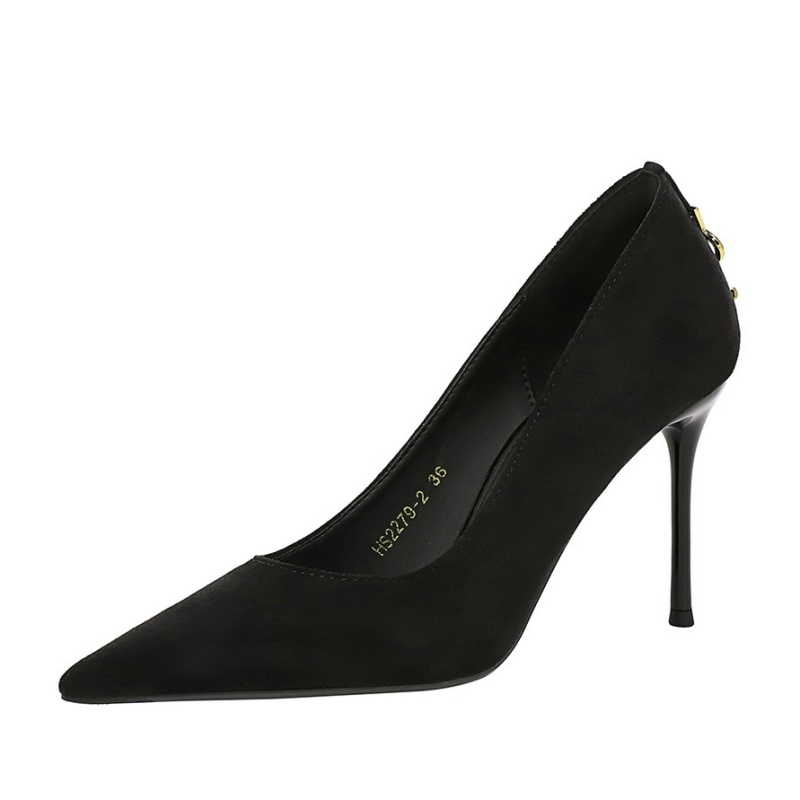 Metal decoration lazy shoes high-heeled shoes for women