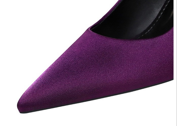 Satin fine-root shoes pointed simple footware for women