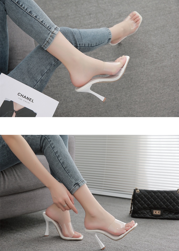 Wears outside lazy shoes square head slippers