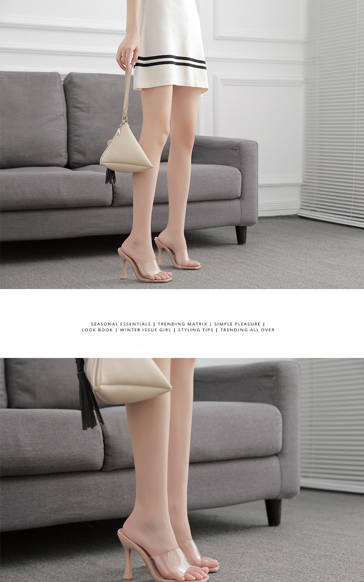 Wears outside lazy shoes square head slippers