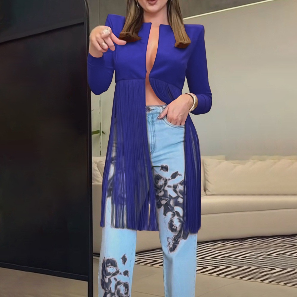 Tassels long business suit European style splice tops