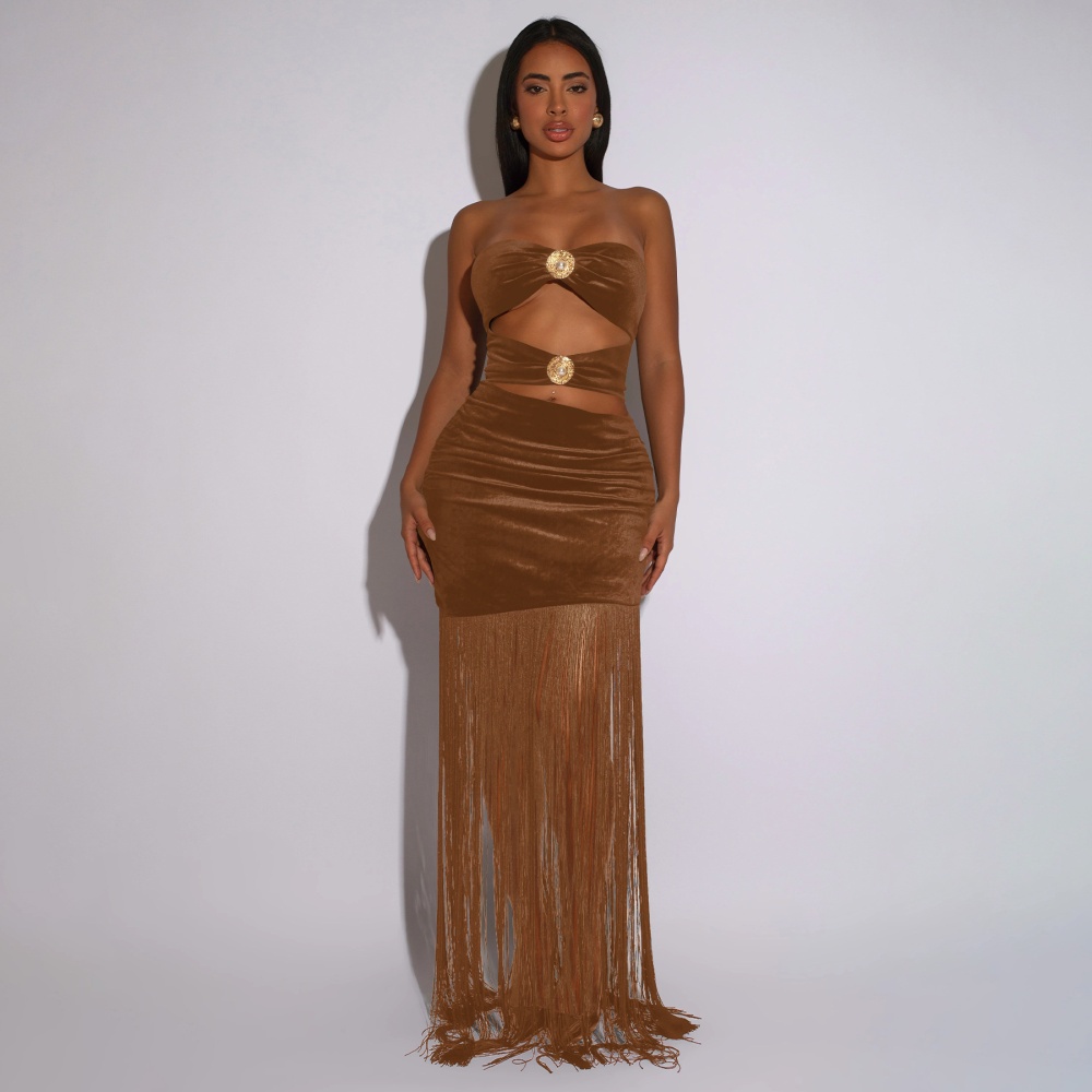 Fashion formal dress wrapped chest dress for women