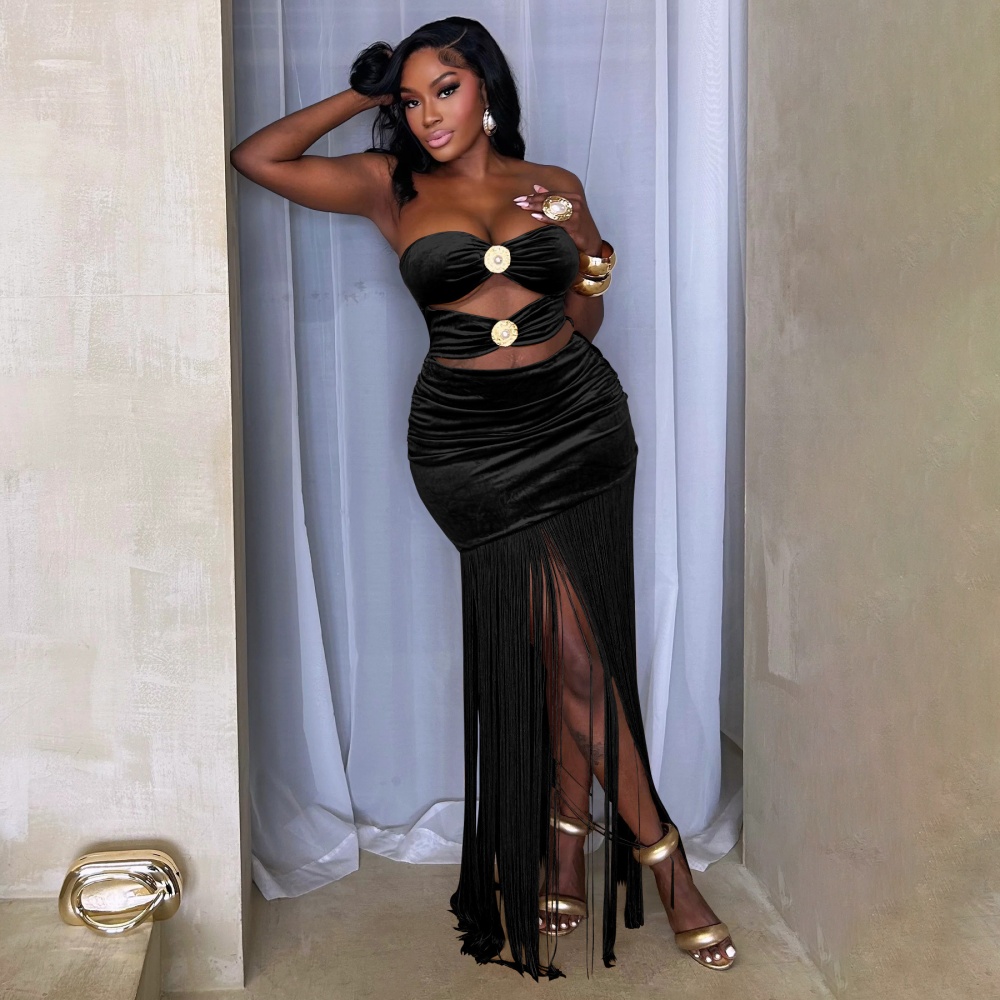 Fashion formal dress wrapped chest dress for women