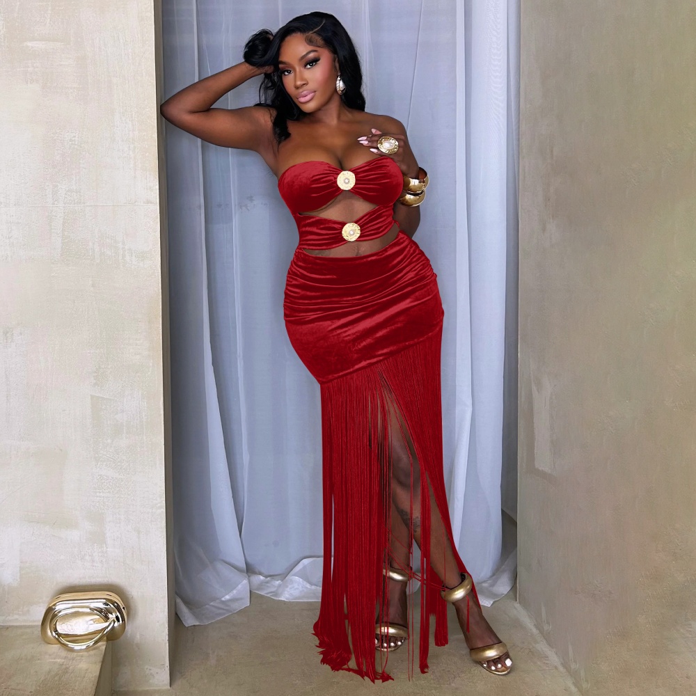 Fashion formal dress wrapped chest dress for women